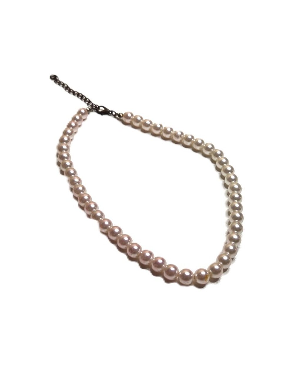 Vintage Pink Faux Pearl Chain 14" Bead Necklace Strand